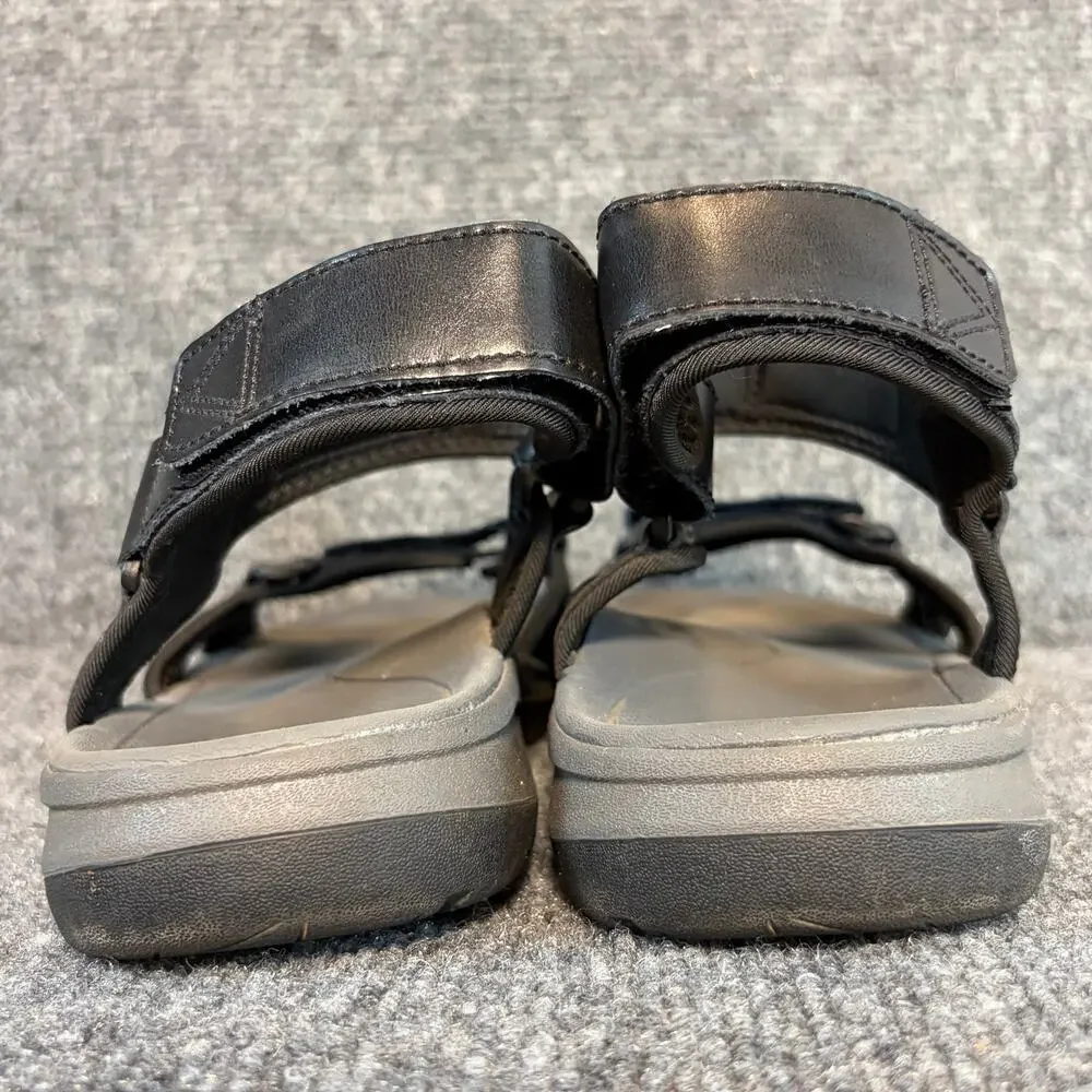 Vionic Leo Men 8 Black Leather Sandals Comfort Orthotic Walking Adjustable Shoes